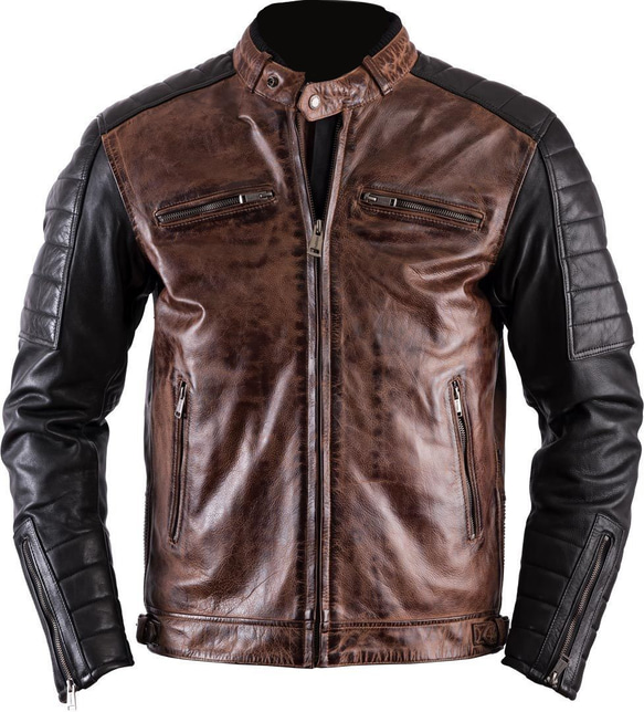 羊革・黒と茶色のライダースジャケット Black and Brown Rider Jacket 1枚目の画像