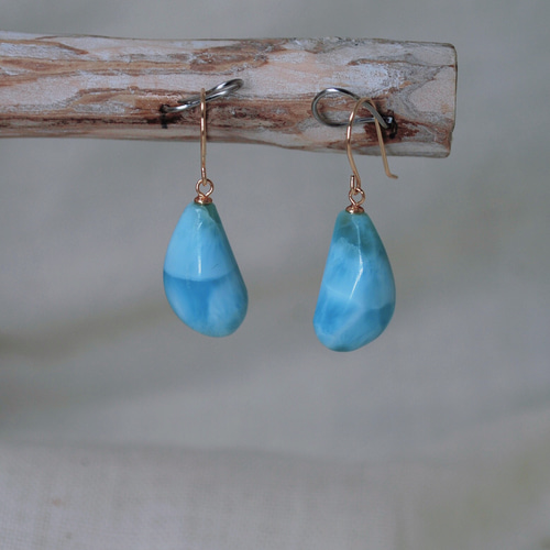 K18 ラリマーピアス ピアス（フック・チェーン） Caribbean Jewelry
