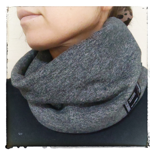 トップ杢スウェット◇シンプルネックウォーマー(杢チャコールグレー