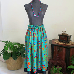 異域風情雙裙，綠色（印度紗麗和布卡布），可機洗，無需熨燙（新加坡免運費） 第1張的照片