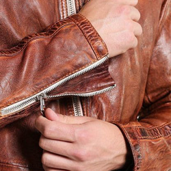羊革・2つ傾斜ポケット付きシープレザージャケット Slanted Pocket Sheep Leather Jacket 5枚目の画像