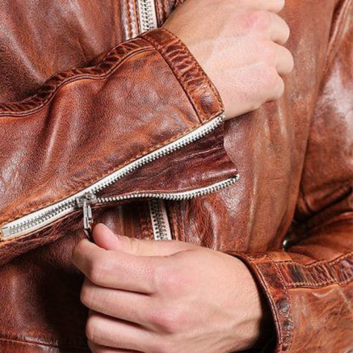 羊革・2つ傾斜ポケット付きシープレザージャケット Slanted Pocket 