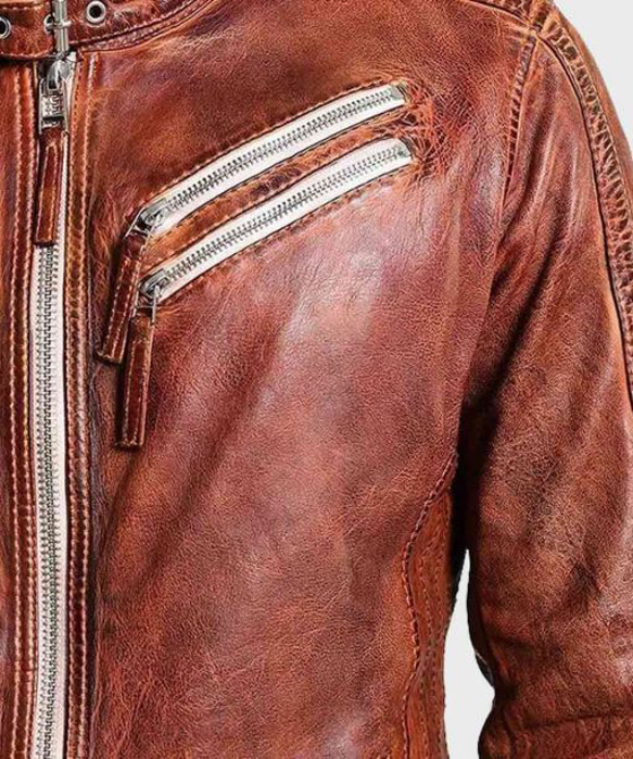 羊革・2つ傾斜ポケット付きシープレザージャケット Slanted Pocket Sheep Leather Jacket 4枚目の画像