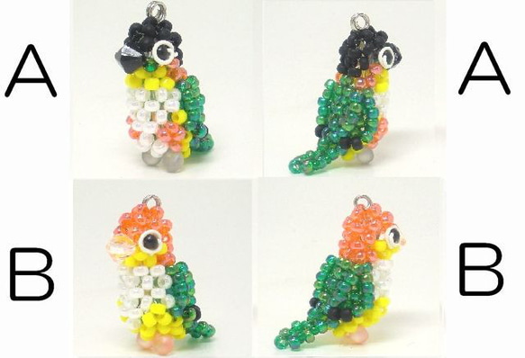 Little beaded bird 3-way strap 黒頭鸚鵡・白腹鸚鵡 　一只鸟880日元 第1張的照片