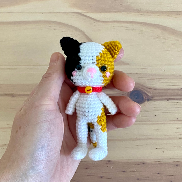 どうぶつあみぐるみ♪三毛猫さん（身長9cm） あみぐるみ amidoki