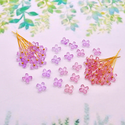 変色素材★7mmミニお花のガラスビーズ  パープル→ピンク 9枚目の画像