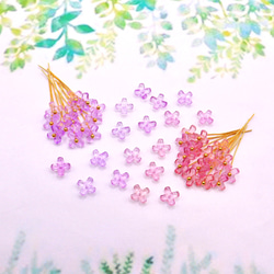 変色素材★7mmミニお花のガラスビーズ  パープル→ピンク 14枚目の画像