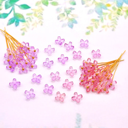 変色素材★7mmミニお花のガラスビーズ  パープル→ピンク 18枚目の画像