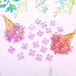 変色素材★7mmミニお花のガラスビーズ  パープル→ピンク 3枚目の画像
