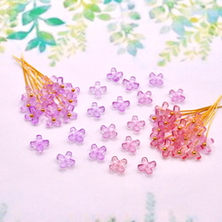 変色素材★7mmミニお花のガラスビーズ  パープル→ピンク 17枚目の画像