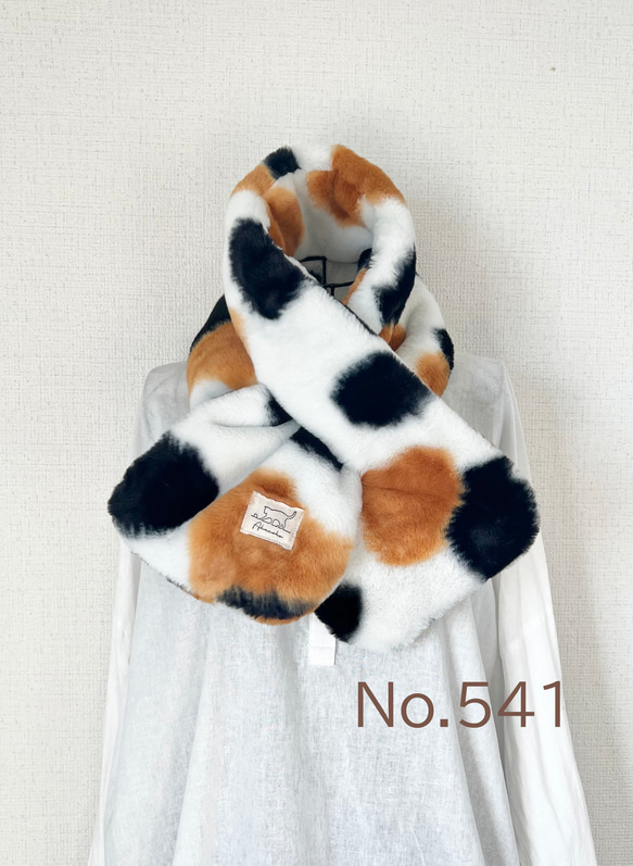 三毛猫柄 アニマルボアマフラー ふわもこマフラー ボアマフラー ファー