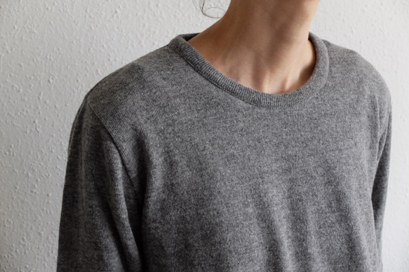 【限量1件】羊毛亞麻針織女裝/L深灰色 第5張的照片