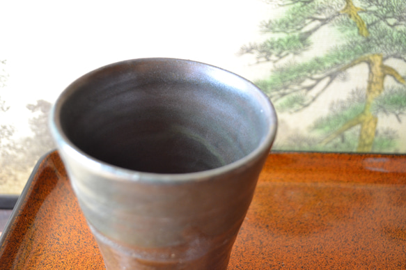 【ギフト】炭化金彩 フリーカップ　ビアカップ　★萩焼　　　　 4枚目の画像