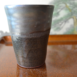 【ギフト】炭化金彩 フリーカップ　ビアカップ　★萩焼　　　　 10枚目の画像