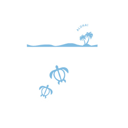 ハワイアンデザインTシャツ 海亀の親子イラスト ホヌ 海の守り神 カメの絵 ノースショア ハワイ 半袖カットソー ヤシ 3枚目の画像