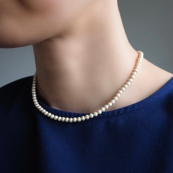 【母親節禮物】棉質珍珠項鍊&amp;超細手術不銹鋼鏈項鍊 N121 金屬防過敏 第10張的照片