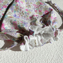 美しい小花模様の巾着袋　オフホワイト 3枚目の画像
