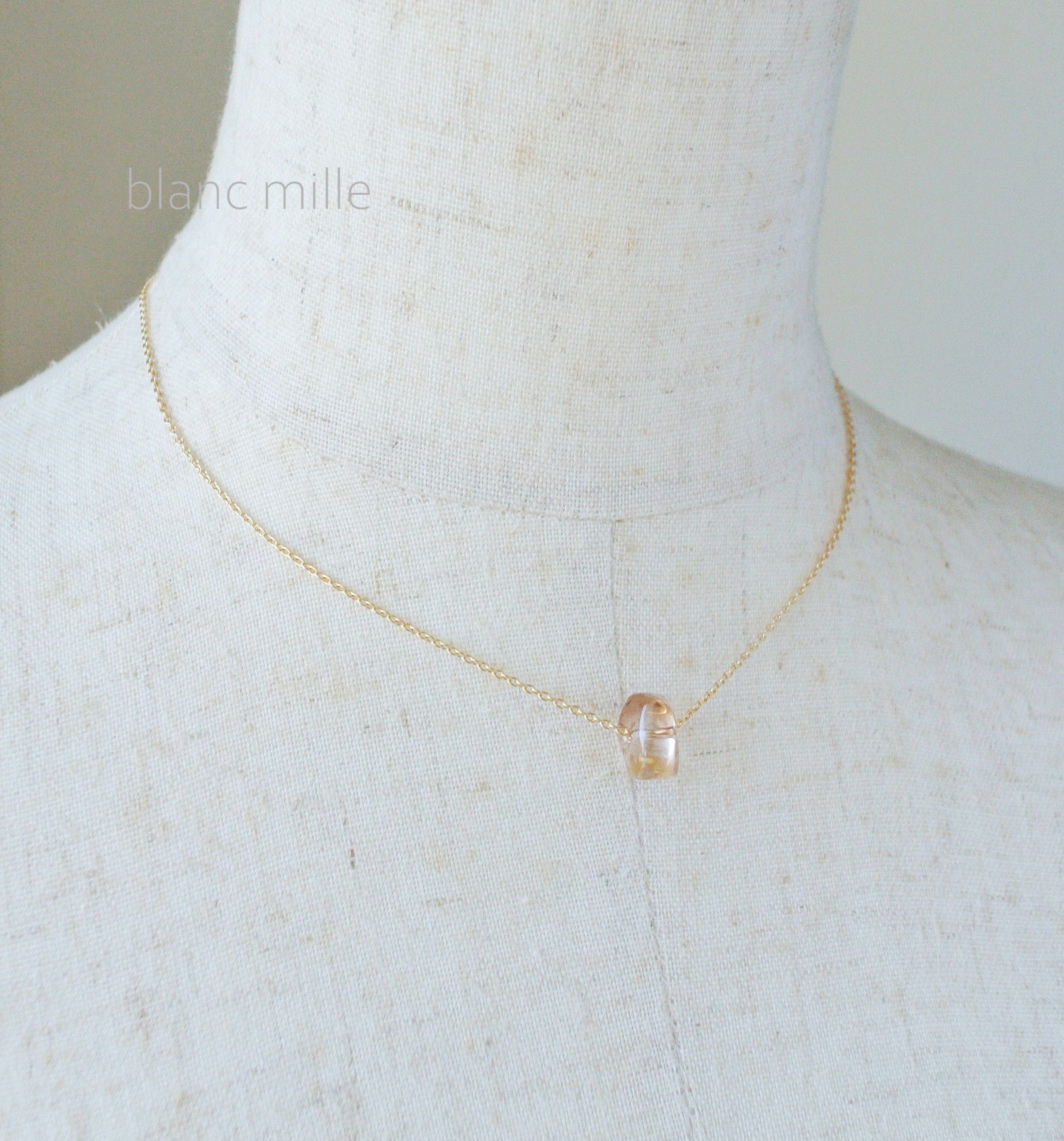 No.1860○*ブラウントパーズ 18金シンプルネックレス○*K18天然石　ナチュラル トパーズ　11月の誕生石