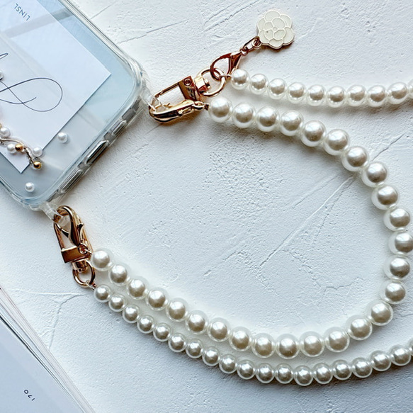 8毫米鋼絲珍珠帶 珍珠長鏈 110cm120cm 輕斜角可愛鍊子 第7張的照片