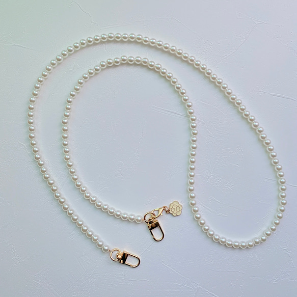 8毫米鋼絲珍珠帶 珍珠長鏈 110cm120cm 輕斜角可愛鍊子 第5張的照片