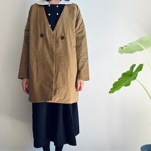 キルティングノーカラーコート(からし色) コート Ito-hari 通販  