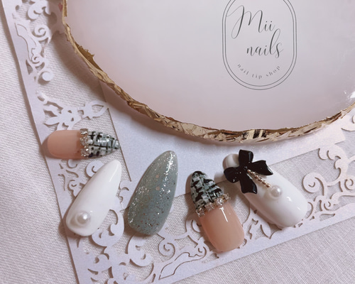 ネイルチップ フレンチガーリ量産 地雷 韓国 ワンホン ネイルチップ