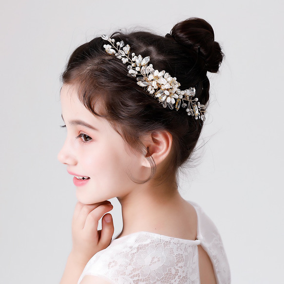 新入荷！ウェディング　結婚式　ヘッドドレス　お花ヘアアクセサリー　ゴールド　10/11 4枚目の画像