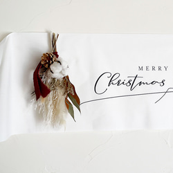 【選べる2種類】クリスマススワッグ ホワイト × クリスマスタペストリー 2点セット / ドライフラワー クリスマス雑貨 3枚目の画像