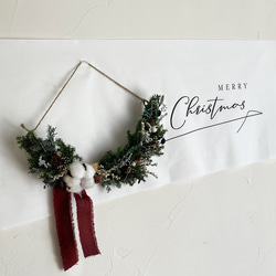 【選べる2種類】クリスマスリース グリーン × クリスマスタペストリー 2点セット / ドライフラワー クリスマス雑貨 2枚目の画像
