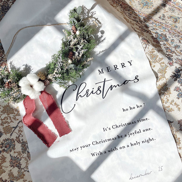 【選べる2種類】クリスマスリース グリーン × クリスマスタペストリー 2点セット / ドライフラワー クリスマス雑貨 11枚目の画像
