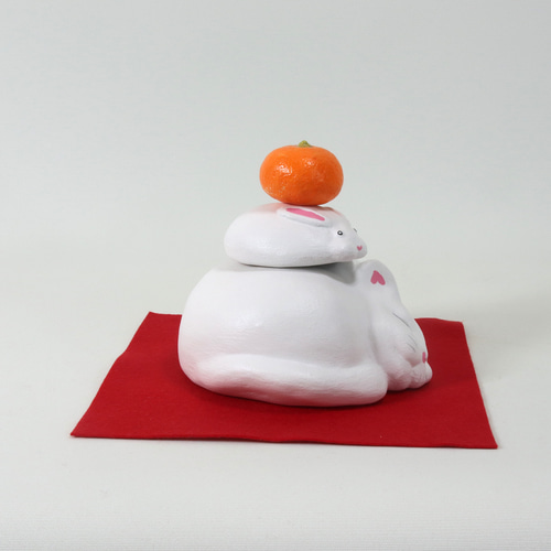 中古品♡【鏡餅 猫】黒猫♡鏡餅♡福猫♡ 猫に兎鏡餅 鏡餅 Eishun えいしゅん 通販 14908660｜Creema(クリーマ)