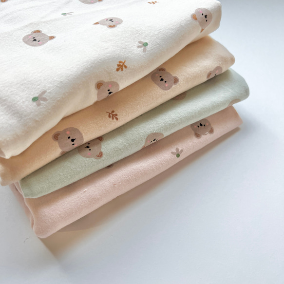 40フライスニット生地（くまちゃんボタニカル）4選択可 韓国生地 生地