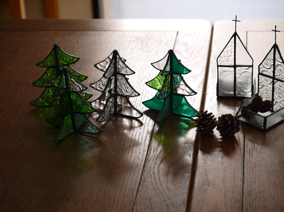【ｂ様オーダー品】ステンドグラス　クリスマスツリー　ｆ 5枚目の画像