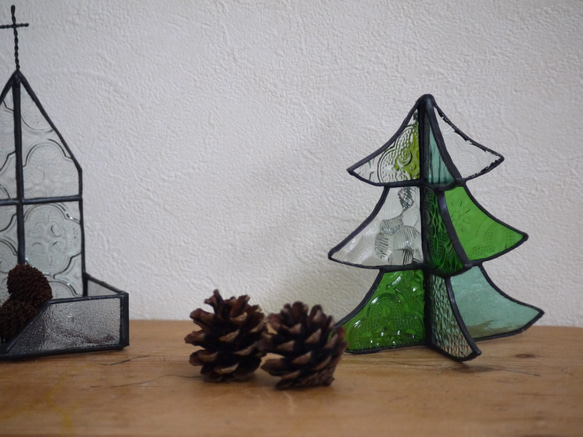 【ｂ様オーダー品】ステンドグラス　クリスマスツリー　ｆ 4枚目の画像