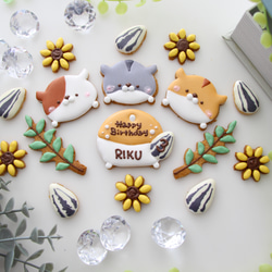 【アイシングクッキー】　ハムスター　誕生日　ケーキ　飾り　ハムケツ　ひまわり 2枚目の画像