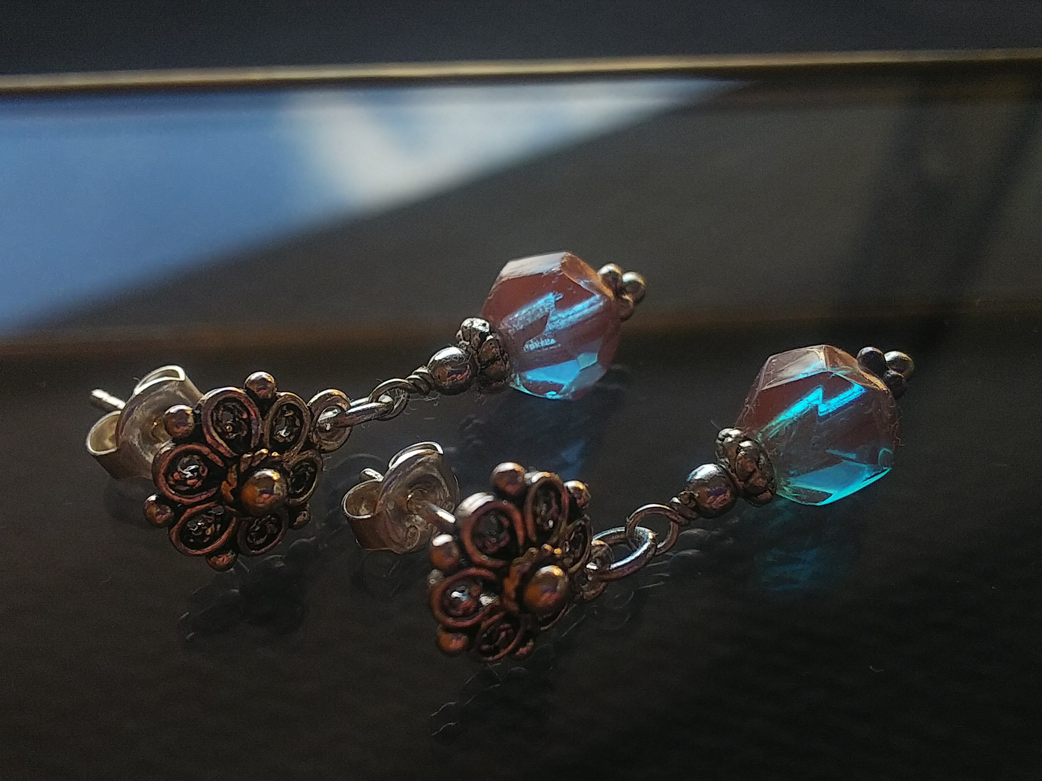 アンティーク サフィレット（約7.7㎜）silver925flowerピアス