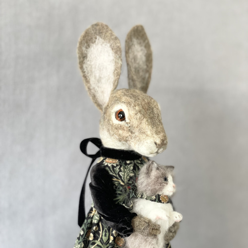 羊毛フェルトドール 野うさぎの子 立体・オブジェ 餡子猫 通販