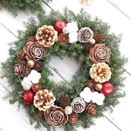 10％オフ】木の実とリンゴのクリスマスリース リース Atelier