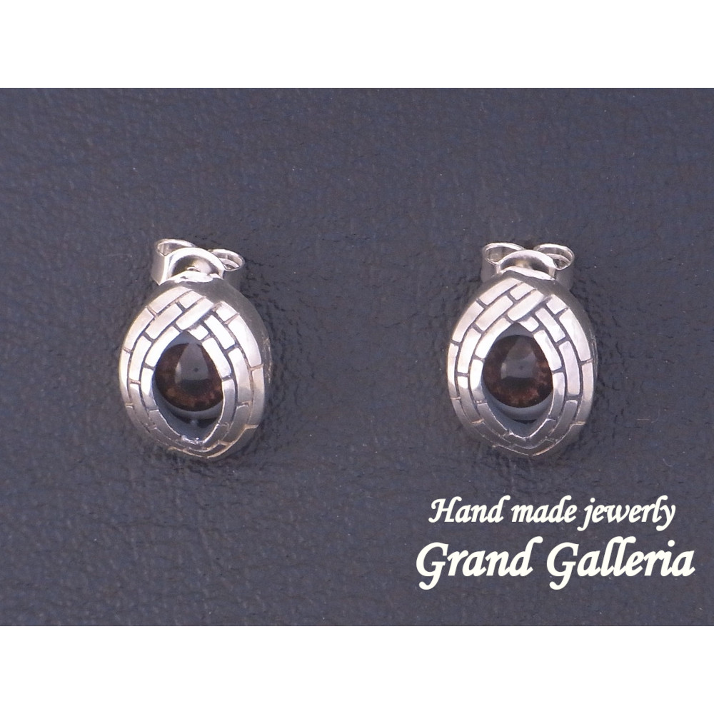 【両耳用】シルバー９２５　義眼ピアス　ブラウン　Grand Galleria