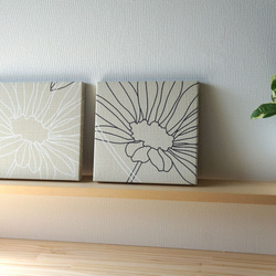 モダンお花の北欧風ファブリックパネル  pasar 木製ファブリックボード ベージュ＆ブラック 6枚目の画像