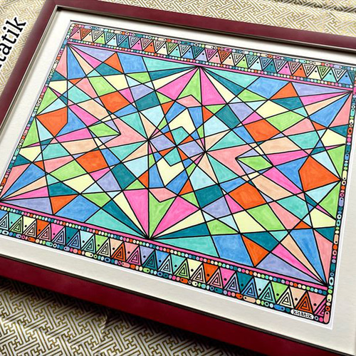 値下げ！【GANCHAN】幾何学 絵画 アート 手描き ギフト お祝い ギフト