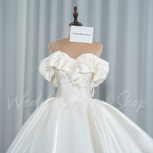 値下げ【新品】ウェディングドレス チューブトップ サテン生地 エレガントオーダーメイドチューブトップ光沢サテンウエディング