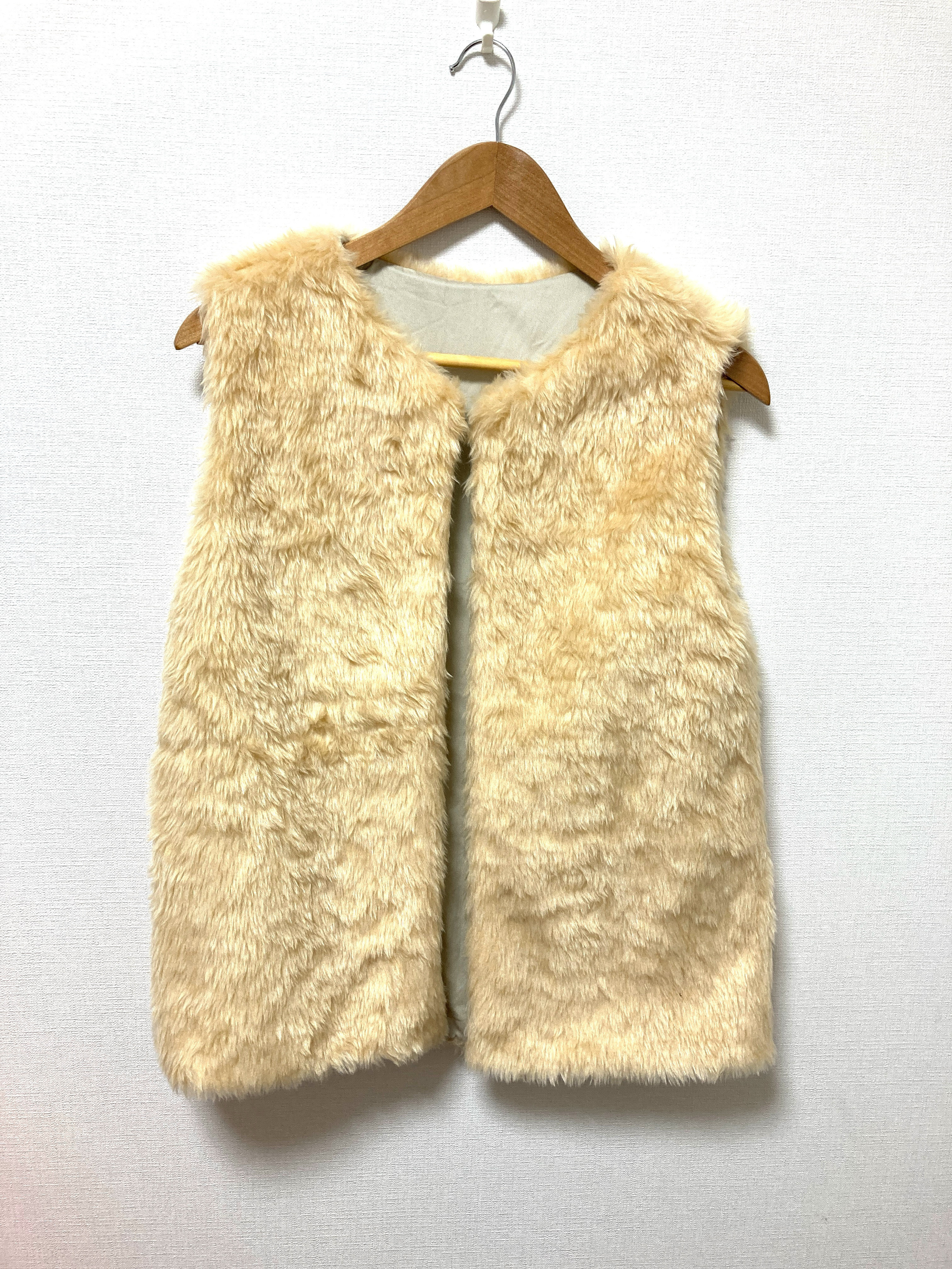 残り２着分　受注制作✨日本製　ファーベスト　ベスト　ジレ　ファー　内布→コットン仕様　軽くて暖かい