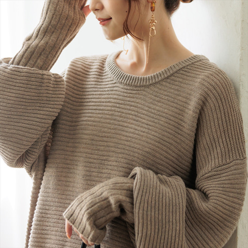 再販】手元までポカポカ♡ゆったりチュニックニット アームウォーマー