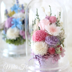 ドーム 上品仏花 ピンクパープル お供え 菊 四十九日 プリザーブド