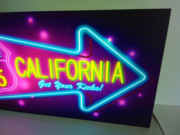 【Mサイズ】ルート66 カリフォルニア マザーロード サイン ランプ 看板 置物 アメリカン雑貨 ライトBOX 電飾看板 3枚目の画像