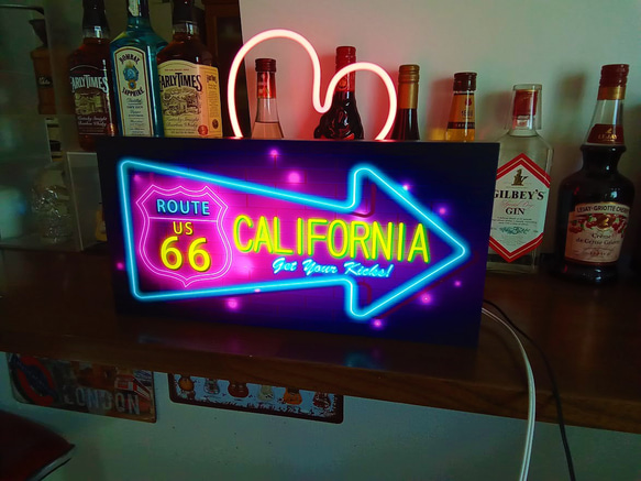【Mサイズ】ルート66 カリフォルニア マザーロード サイン ランプ 看板 置物 アメリカン雑貨 ライトBOX 電飾看板 7枚目の画像