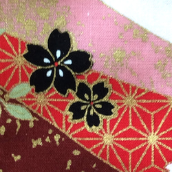 送料無料 かわいい 立体 布マスク ハンドメイド  さくら 桜 花柄 和柄 麻の葉 赤色系 (裏地白色)  D 着物 6枚目の画像