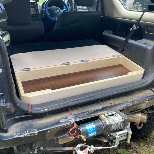 ジムニーjb23 分割ラゲッジ収納ボックス】ダーク色 ベテラン大工作