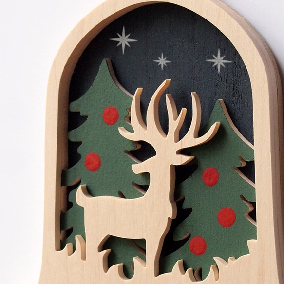 壁飾り(クリスマスベル） プチギフトウォールデコオーナメントトナカイリース星もみの木ツリー 3枚目の画像